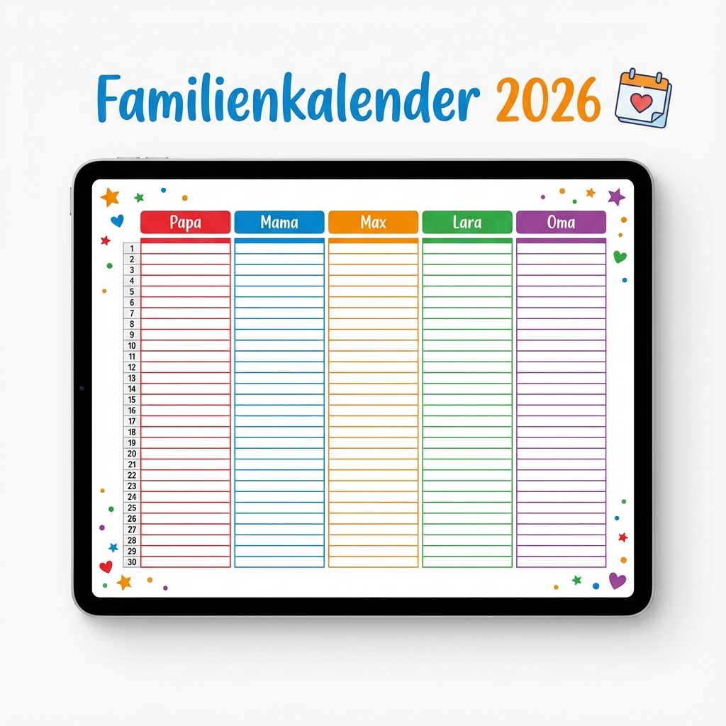 Personalisierbarer Familienkalender